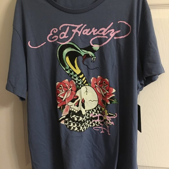 Ed Hardy Serpent & Skull XL Gray T Shirt XL  Box TS1 - Picture 6 of 10